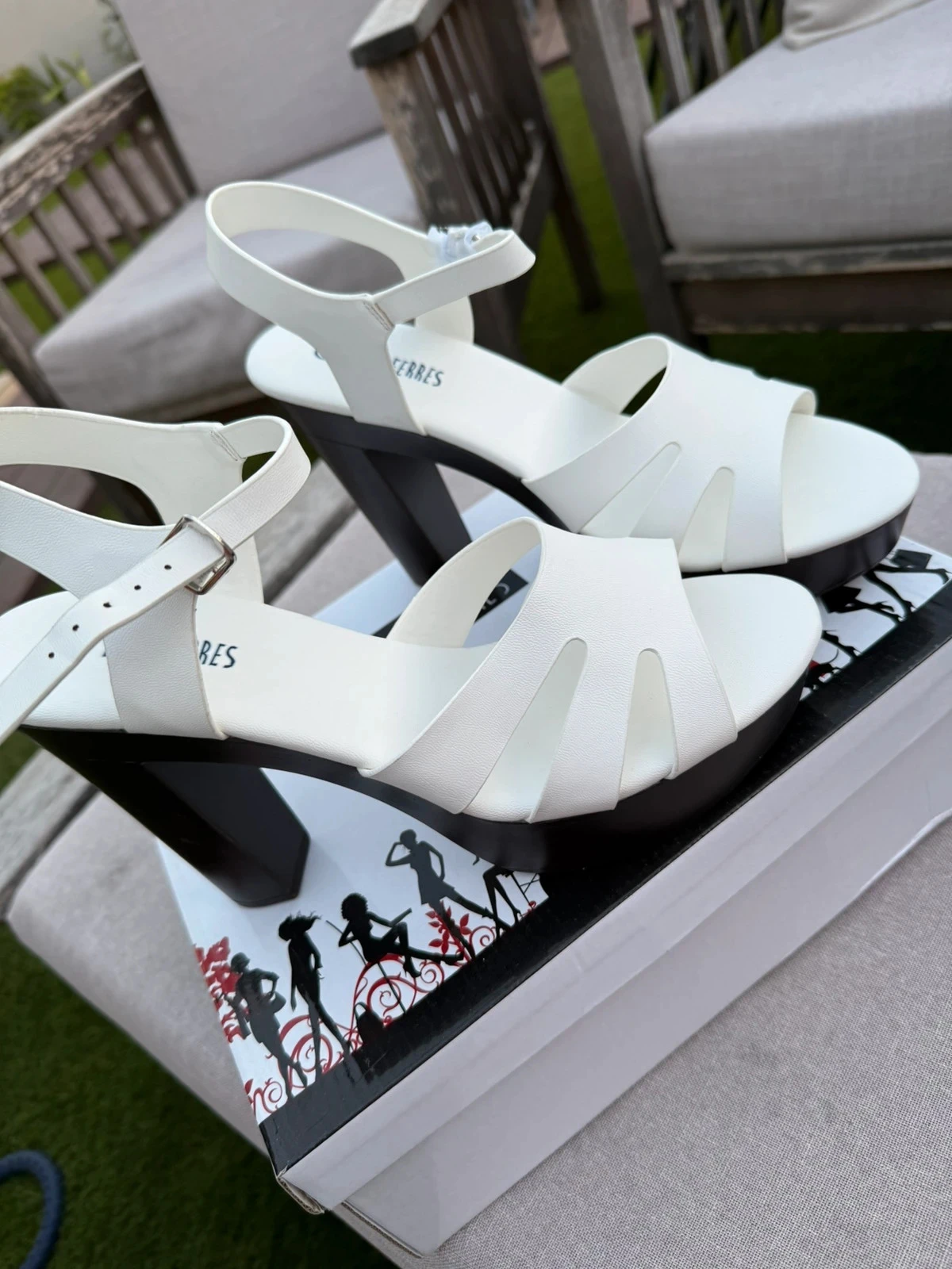 Witte platform sandalen met blokhak Lora Ferres super licht – photo 6